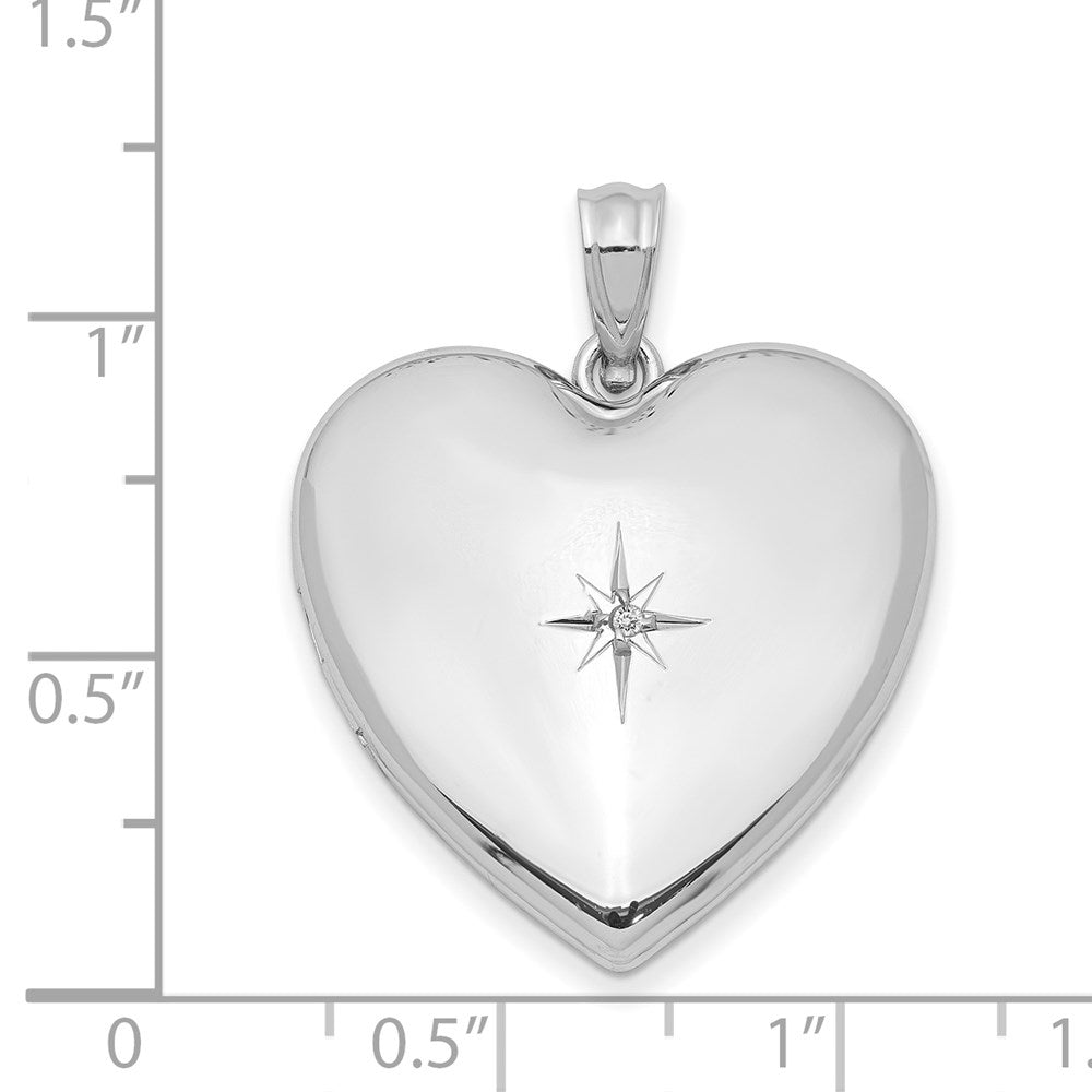 DSS Sterling Silver Rhod-plated 24mm w/ Diamond Star Design Heart Locket