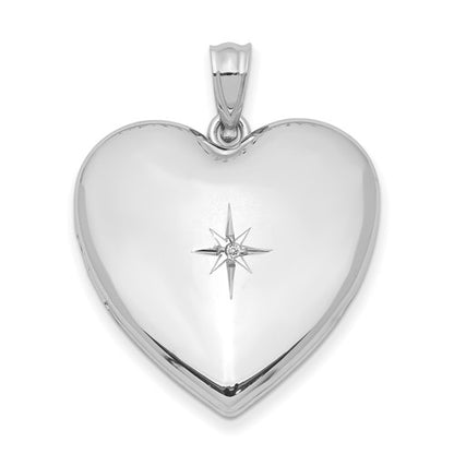 DSS Sterling Silver Rhod-plated 24mm w/ Diamond Star Design Heart Locket