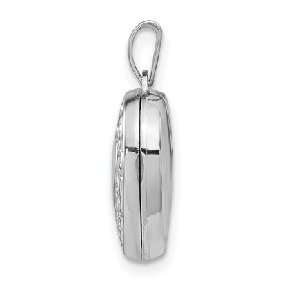 SSP Sterling Silver Rhodium-plated Scroll Border Heart Locket
