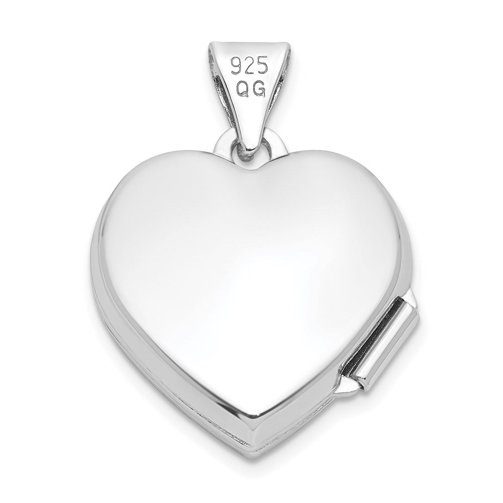 SSP Sterling Silver Rhodium-plated Scroll Border Heart Locket