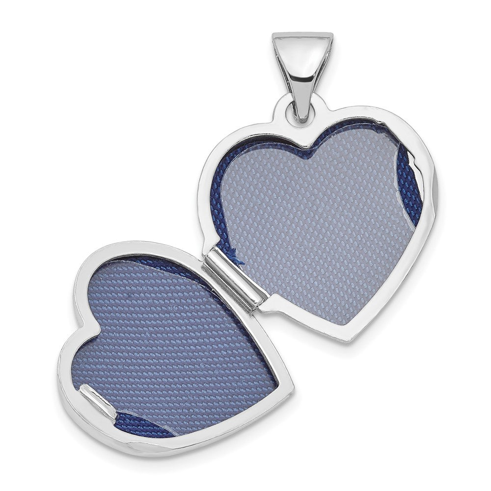SSP Sterling Silver Rhodium-plated Scroll Border Heart Locket