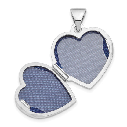 SSP Sterling Silver Rhodium-plated Scroll Border Heart Locket