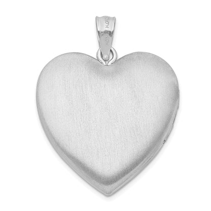 SSP Sterling Silver Rhodium-plated 24mm Enameled Floral Border Heart Locket