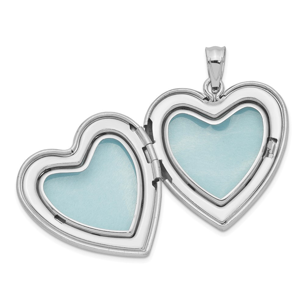 SSP Sterling Silver Rhodium-plated 24mm Enameled Floral Border Heart Locket