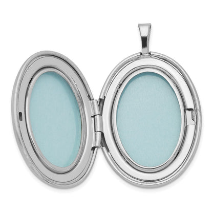 SSP Sterling Silver Rhodium-plated 26mm Leaf Border Oval Locket