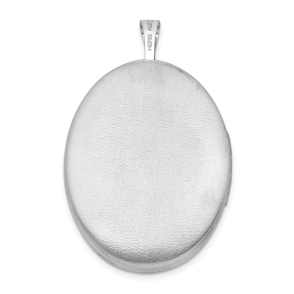 DSS Sterling Silver Rhodium-plated Satin 26mm with Diamond Star Oval Locket