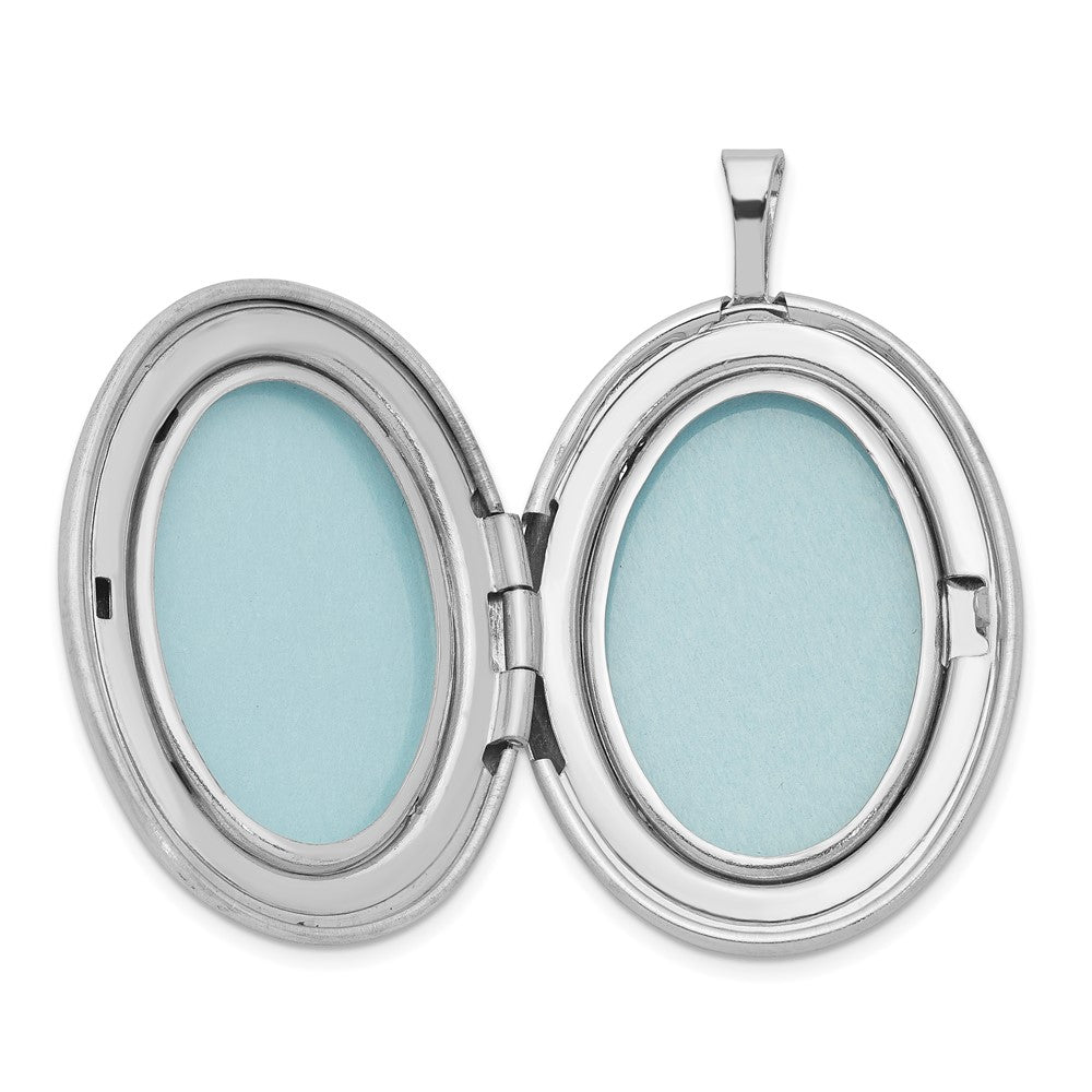 DSS Sterling Silver Rhodium-plated Satin 26mm with Diamond Star Oval Locket