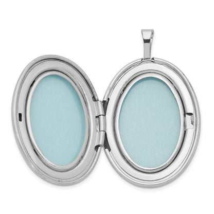 DSS Sterling Silver Rhodium-plated Satin 26mm with Diamond Star Oval Locket