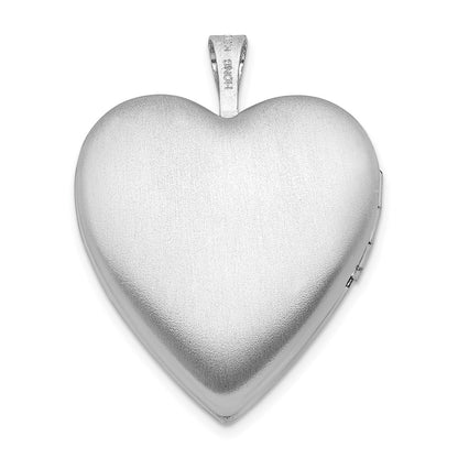 DSS Sterling Silver Rhodium-plated Diamond Star Satin/Polished Heart Locket