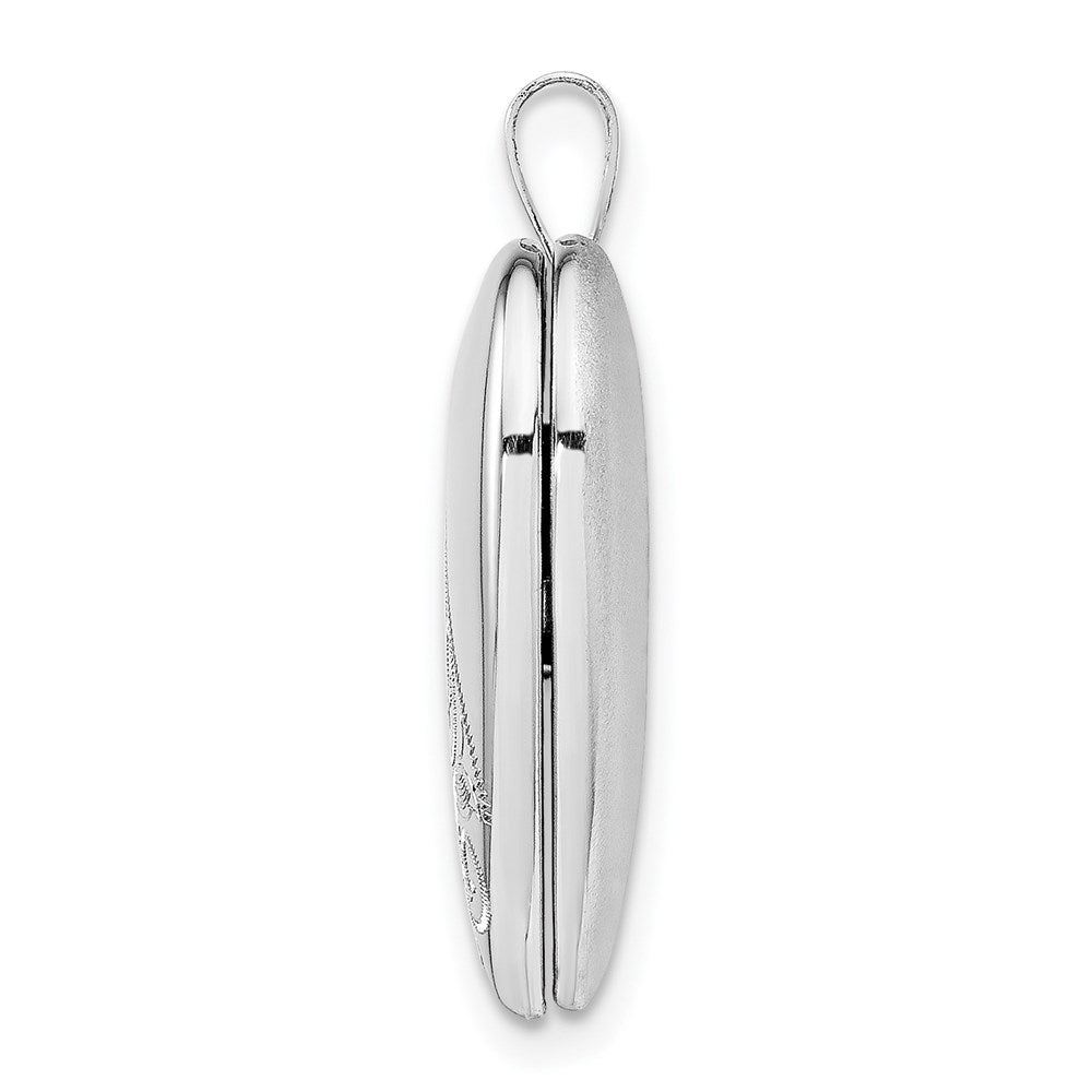 SSP Sterling Silver Rhodium-plated 20mm Swirl & Polished Heart Locket