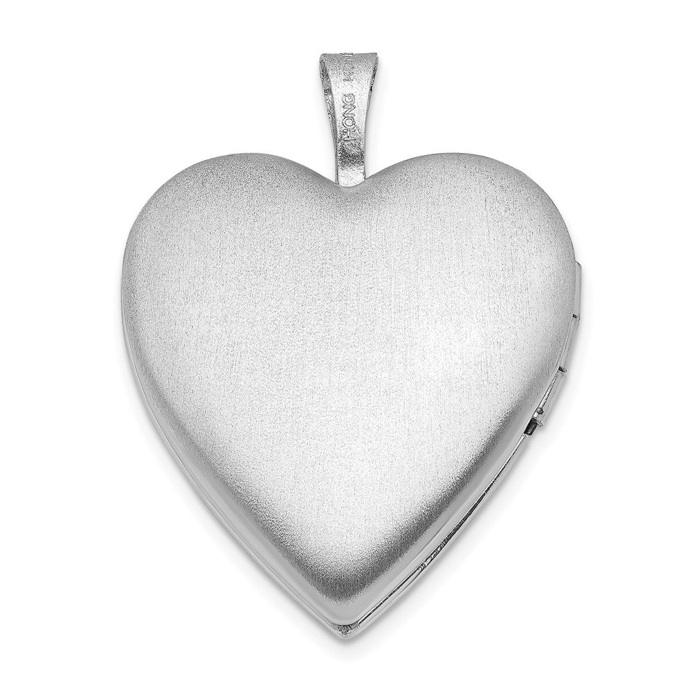 SSP Sterling Silver Rhodium-plated 20mm Swirl & Polished Heart Locket