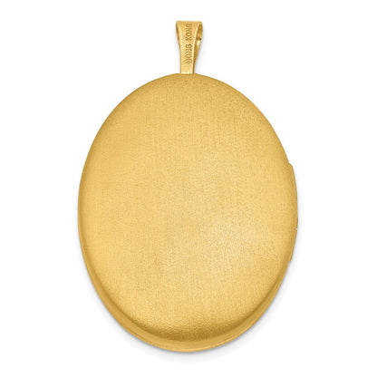 SSP Sterling Silver Gold-Plated 26mm Satin & Enameled Floral Scroll Locket