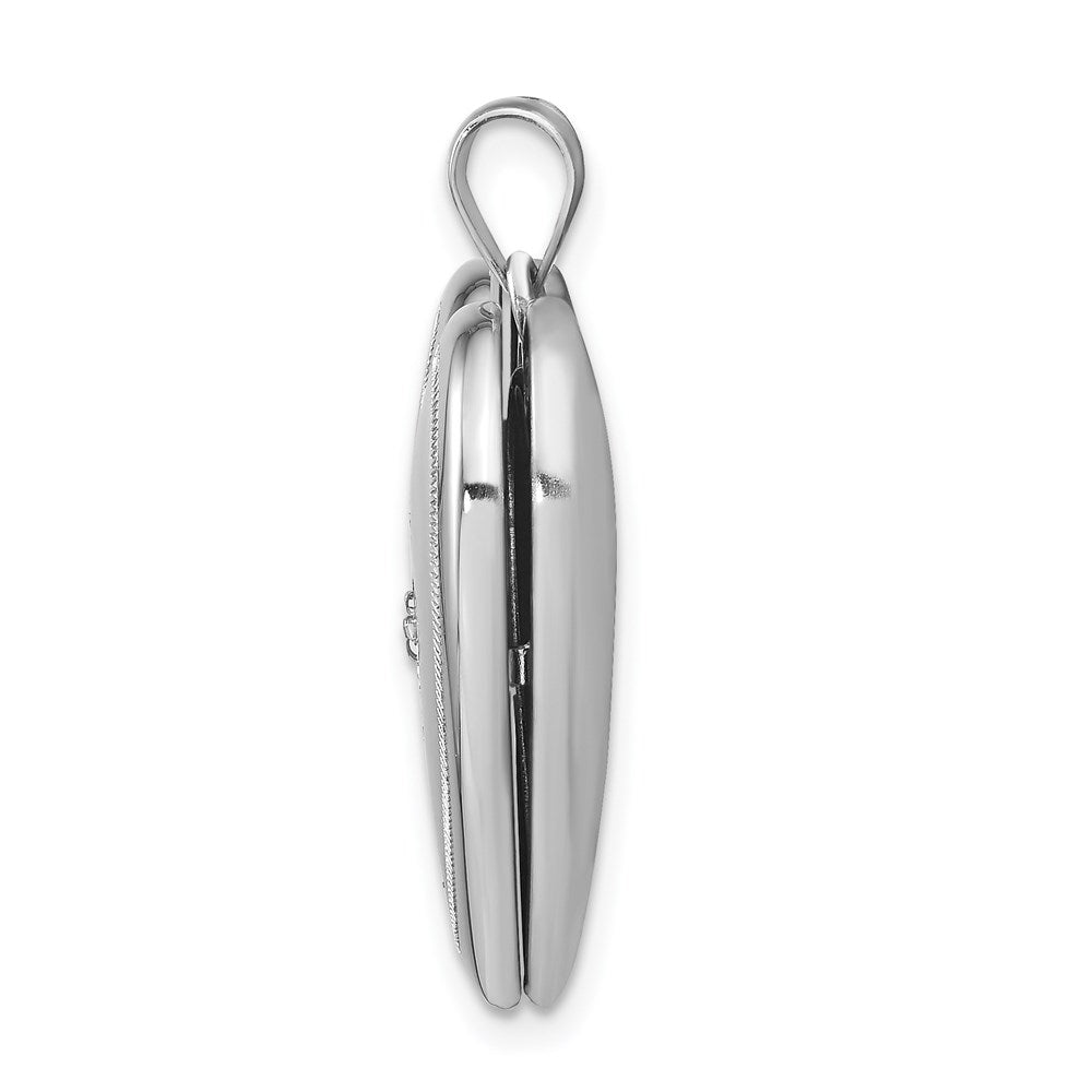 DSS Sterling Silver Rhodium-plated & Diamond 24mm D/C Heart Locket