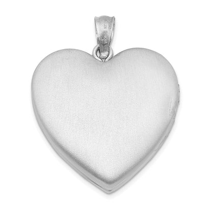 DSS Sterling Silver Rhodium-plated & Diamond 24mm D/C Heart Locket