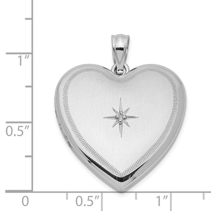 DSS Sterling Silver Rhodium-plated & Diamond 24mm D/C Heart Locket