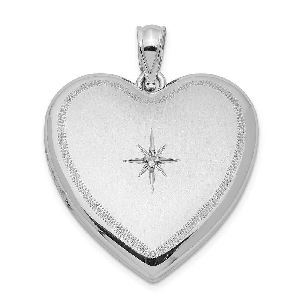 DSS Sterling Silver Rhodium-plated & Diamond 24mm D/C Heart Locket