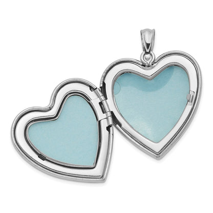 SSL Sterling Silver Rhodium-plated 24mm Scrolled Heart Family Locket