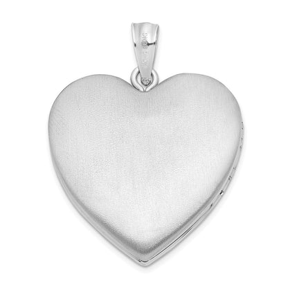 SSL Sterling Silver Rhodium-plated 24mm Scrolled Heart Family Locket
