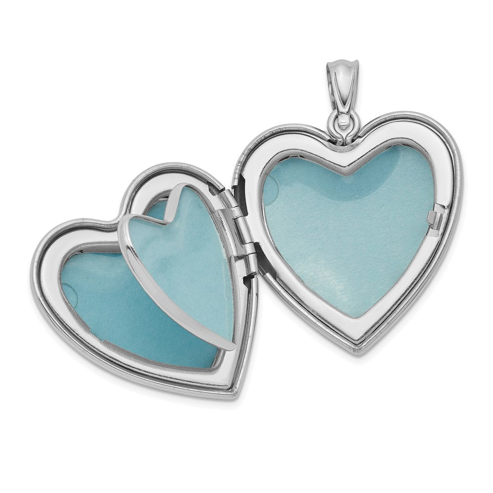 SSL Sterling Silver Rhodium-plated 24mm Scrolled Heart Family Locket