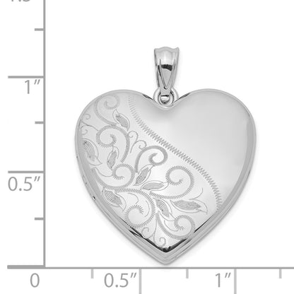 SSL Sterling Silver Rhodium-plated 24mm Scrolled Heart Family Locket