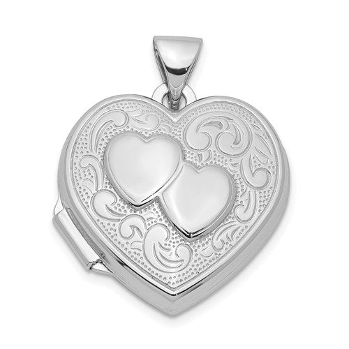 SSP Sterling Silver Rhodium-plated Heart Locket