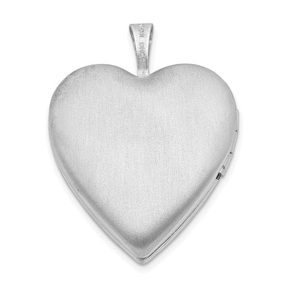 SSP Sterling Silver Rhodium-plated 20mm Textured Daisies Heart Locket