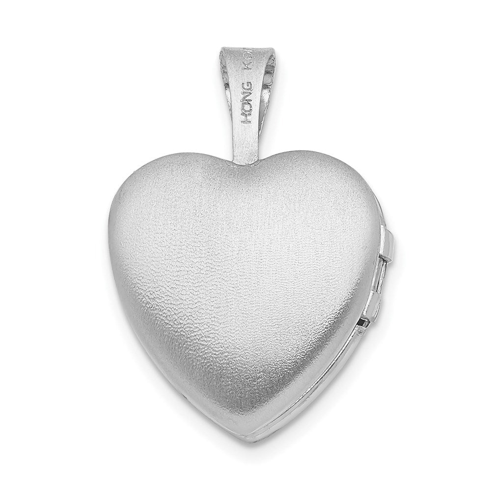 DSS Sterling Silver Rhodium-plated Polished Diamond Star 12mm Heart Locket