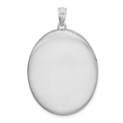 SSP Sterling Silver Rhodium-plated Butterflies 34mm Oval Locket