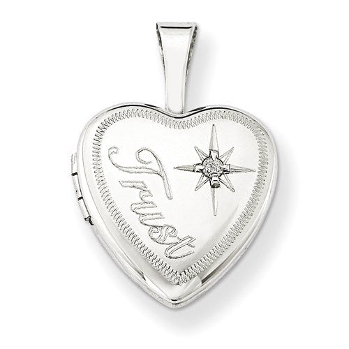 DSS Sterling Silver & Diamond Trust 12mm Heart Locket