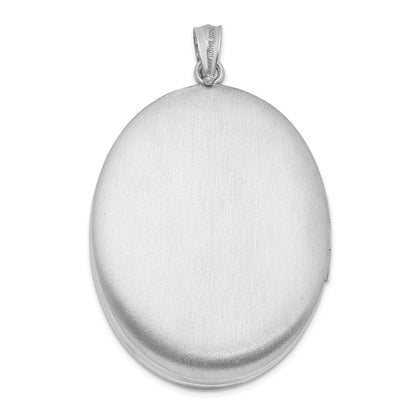 DSS Sterling Silver Rhodium-plated & Diamond w/ Swirl Border 34mm Oval Locket