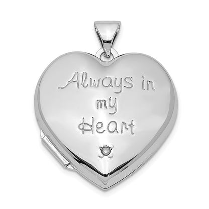 DSS Sterling Silver Rhod-plated & Gold-tone Always In My Heart Dia Heart Locket