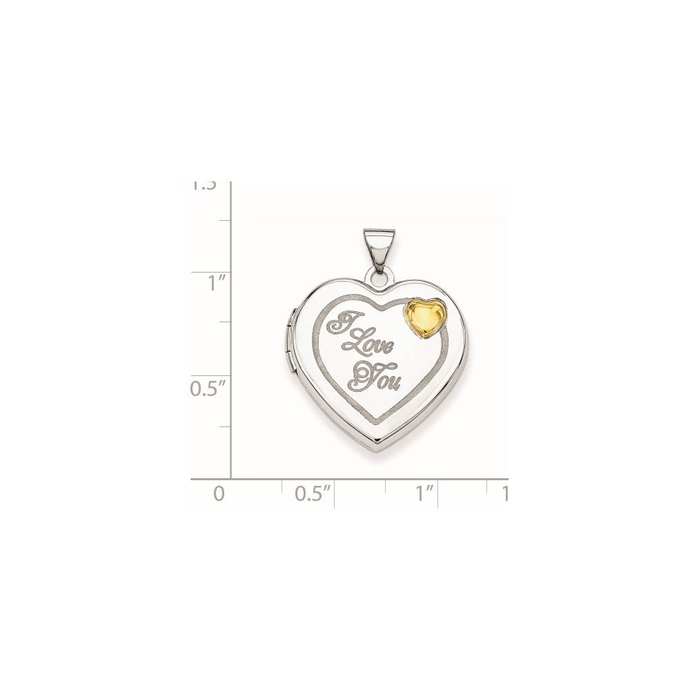 SSP Sterling Silver Rhodium & Gold-plated 21mm I Love You Heart Locket