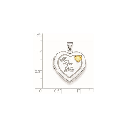SSP Sterling Silver Rhodium & Gold-plated 21mm I Love You Heart Locket