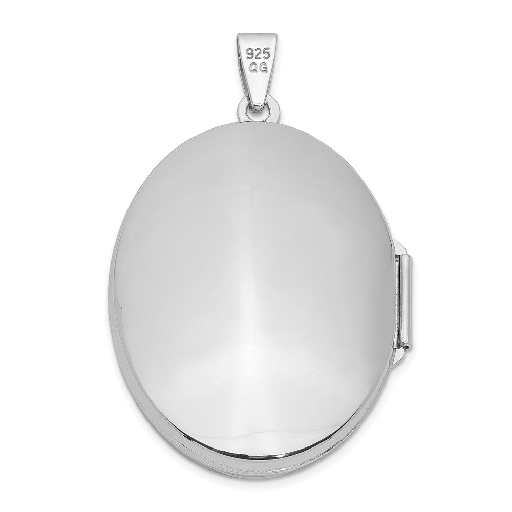 SSP Sterling Silver Rhodium-plated 31mm Oval Scroll Locket