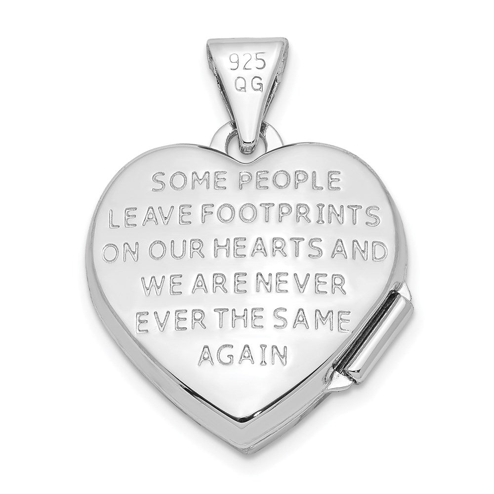SSP Sterling Silver Rhodium & Gold-plated 15m Heart Foot Prints Locket