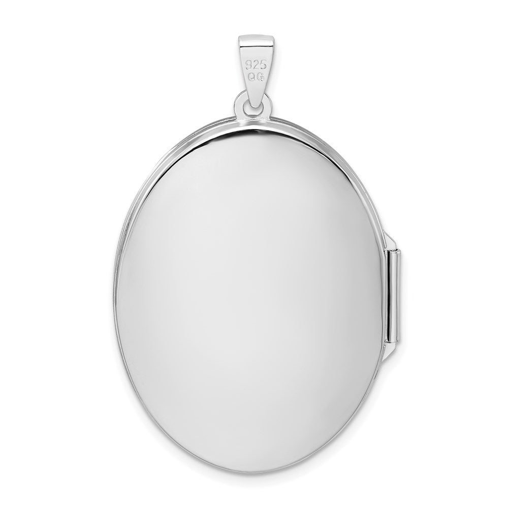 SSP Sterling Silver Rhodium-plated Oval Scroll Locket