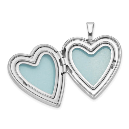 SSL Sterling Silver Rhodium-plated Enameled Flowers & Butterfly Heart Locket