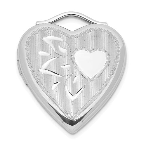 SSP Sterling Silver Diamond-cut Textured & Polished Heart Locket