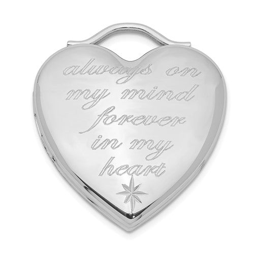 SSP Sterling Silver Rhodium-plated Always On My Mind Forever In My Heart Locket