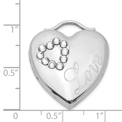 SSP Sterling Silver Rhodium-plated 24mm Australian Crystal Love Heart Locket