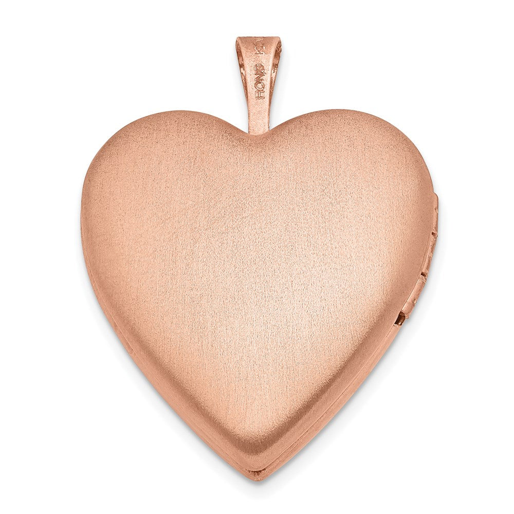 DSS Sterling Silver Rose Gold-plated Polished & Satin 20mm Diamond Heart Locket