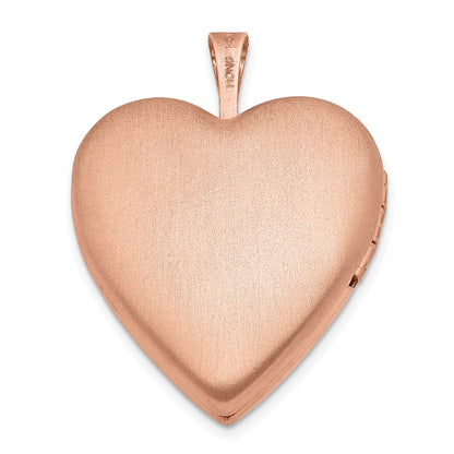 DSS Sterling Silver Rose Gold-plated Polished & Satin 20mm Diamond Heart Locket