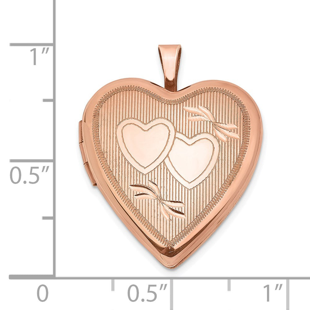 SSL Sterling Silver Rose Gold-plated 20mm Double Hearts Heart Locket