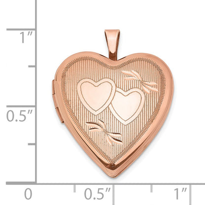 SSL Sterling Silver Rose Gold-plated 20mm Double Hearts Heart Locket