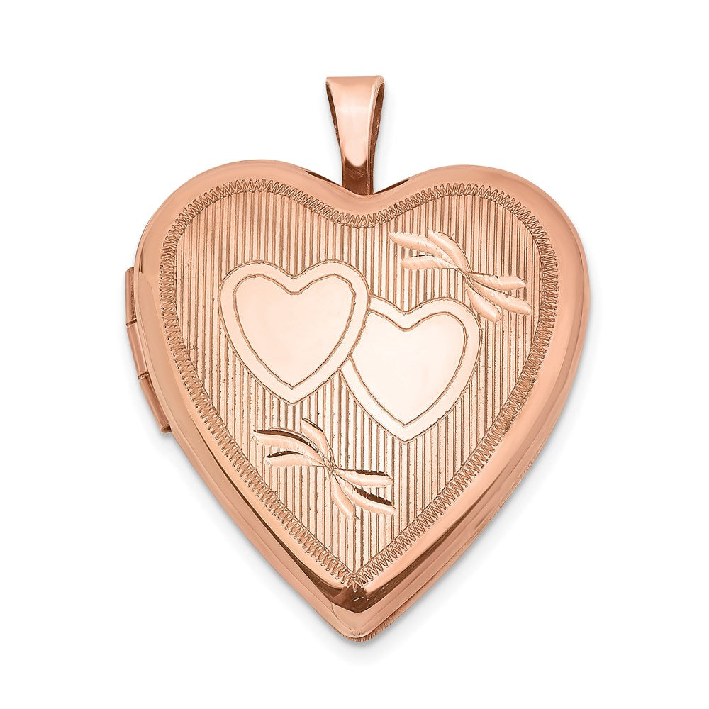 SSL Sterling Silver Rose Gold-plated 20mm Double Hearts Heart Locket