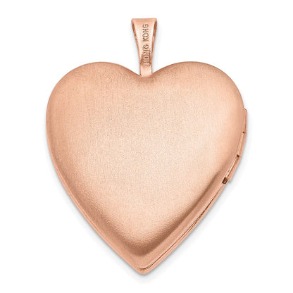 SSL Sterling Silver Rose Gold-plated 20mm Swirl & Polished Heart Locket