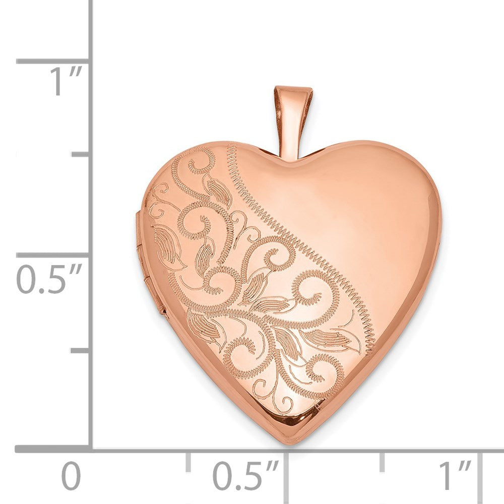 SSL Sterling Silver Rose Gold-plated 20mm Swirl & Polished Heart Locket
