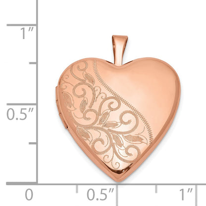 SSL Sterling Silver Rose Gold-plated 20mm Swirl & Polished Heart Locket