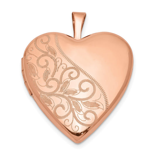 SSL Sterling Silver Rose Gold-plated 20mm Swirl & Polished Heart Locket