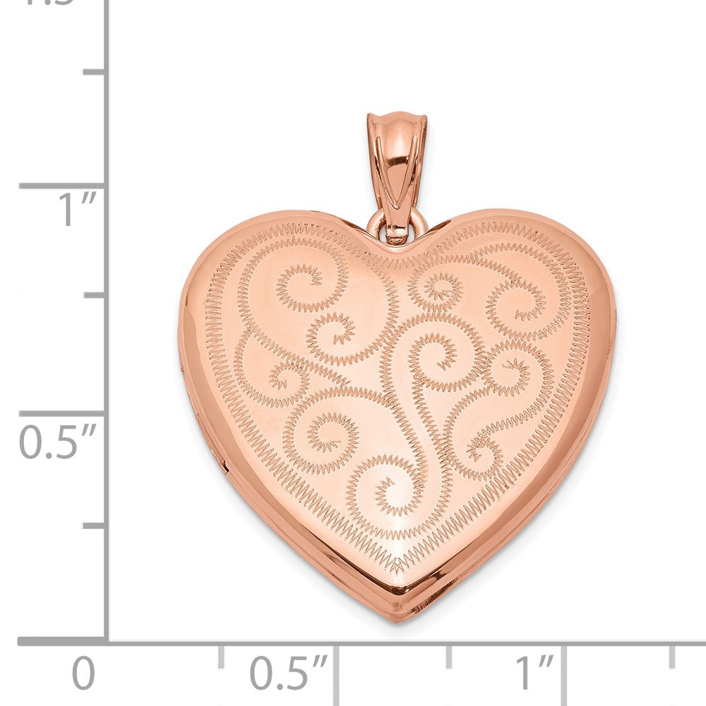 SSL Sterling Silver Rose Gold-plated 24mm Swirl Design Heart Locket